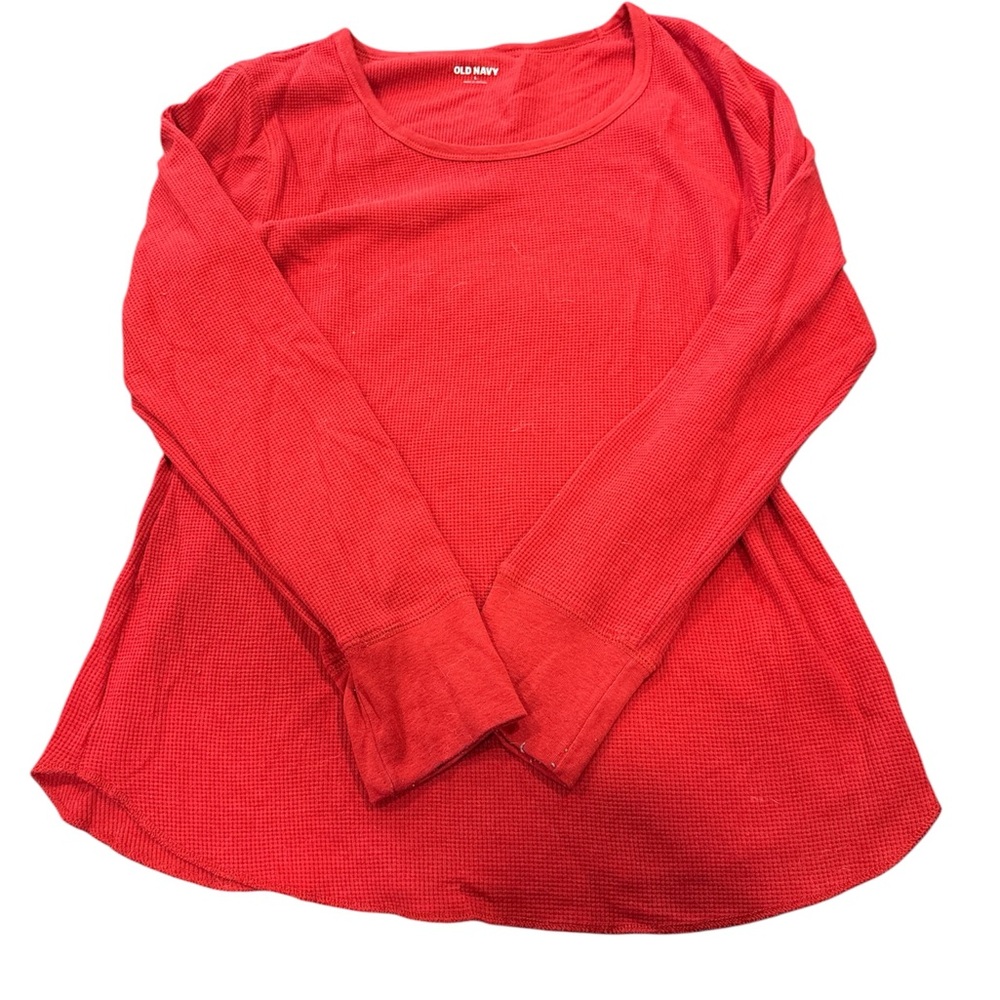 Old Navy women’s ' Red Long-Sleeve Waffle Knit Top
